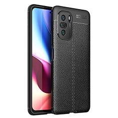 Coque Silicone Gel Motif Cuir Housse Etui pour Xiaomi Poco F3 5G Noir