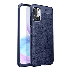 Coque Silicone Gel Motif Cuir Housse Etui pour Xiaomi POCO M3 Pro 5G Bleu