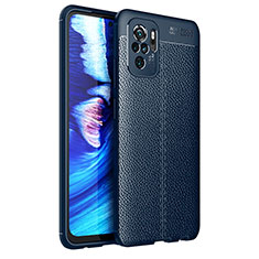 Coque Silicone Gel Motif Cuir Housse Etui pour Xiaomi Poco M5S Bleu