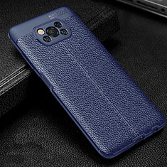 Coque Silicone Gel Motif Cuir Housse Etui pour Xiaomi Poco X3 Pro Bleu