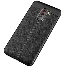 Coque Silicone Gel Motif Cuir Housse Etui pour Xiaomi Pocophone F1 Noir