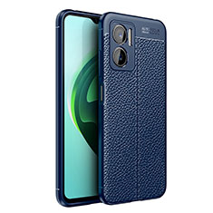 Coque Silicone Gel Motif Cuir Housse Etui pour Xiaomi Redmi 10 Prime Plus 5G Bleu