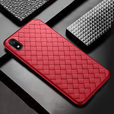 Coque Silicone Gel Motif Cuir Housse Etui pour Xiaomi Redmi 7A Rouge