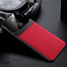 Coque Silicone Gel Motif Cuir Housse Etui pour Xiaomi Redmi 8 Rouge