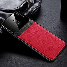 Coque Silicone Gel Motif Cuir Housse Etui pour Xiaomi Redmi 8A Rouge