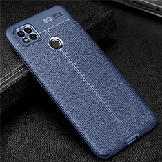 Coque Silicone Gel Motif Cuir Housse Etui pour Xiaomi Redmi 9 Activ Bleu