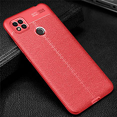 Coque Silicone Gel Motif Cuir Housse Etui pour Xiaomi Redmi 9 Activ Rouge