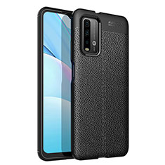 Coque Silicone Gel Motif Cuir Housse Etui pour Xiaomi Redmi 9 Power Noir