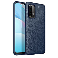 Coque Silicone Gel Motif Cuir Housse Etui pour Xiaomi Redmi 9T 4G Bleu