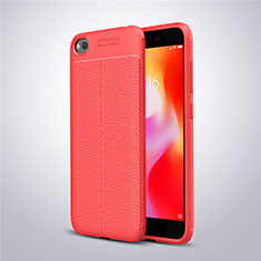 Coque Silicone Gel Motif Cuir Housse Etui pour Xiaomi Redmi Go Rouge