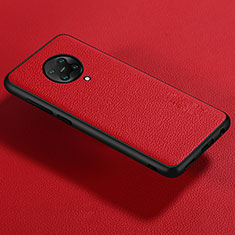 Coque Silicone Gel Motif Cuir Housse Etui pour Xiaomi Redmi K30 Pro 5G Rouge