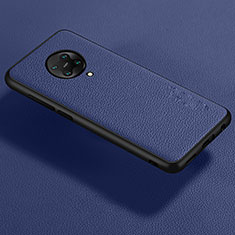 Coque Silicone Gel Motif Cuir Housse Etui pour Xiaomi Redmi K30 Pro Zoom Bleu