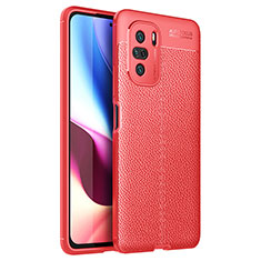 Coque Silicone Gel Motif Cuir Housse Etui pour Xiaomi Redmi K40 5G Rouge