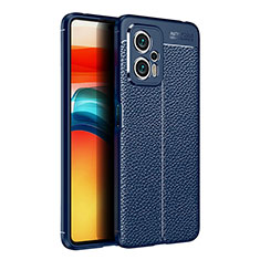 Coque Silicone Gel Motif Cuir Housse Etui pour Xiaomi Redmi K50i 5G Bleu