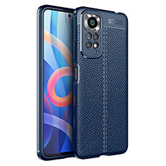 Coque Silicone Gel Motif Cuir Housse Etui pour Xiaomi Redmi Note 11 4G (2022) Bleu