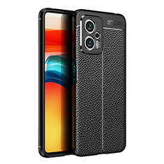 Coque Silicone Gel Motif Cuir Housse Etui pour Xiaomi Redmi Note 12T Pro 5G Noir