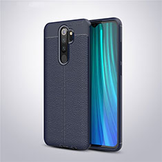 Coque Silicone Gel Motif Cuir Housse Etui pour Xiaomi Redmi Note 8 Pro Bleu