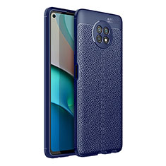 Coque Silicone Gel Motif Cuir Housse Etui pour Xiaomi Redmi Note 9 5G Bleu