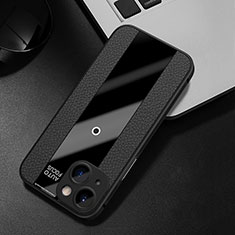 Coque Silicone Gel Motif Cuir Housse Etui S01 pour Apple iPhone 13 Noir