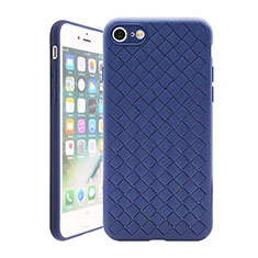 Coque Silicone Gel Motif Cuir Housse Etui S01 pour Apple iPhone 7 Bleu