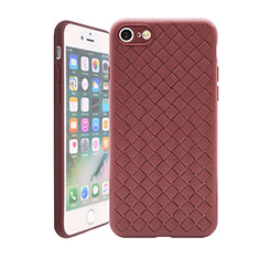 Coque Silicone Gel Motif Cuir Housse Etui S01 pour Apple iPhone SE (2020) Marron