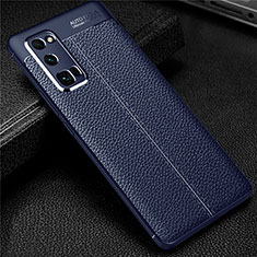 Coque Silicone Gel Motif Cuir Housse Etui S01 pour Huawei Honor 30 Pro Bleu