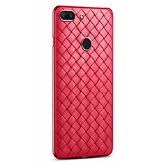 Coque Silicone Gel Motif Cuir Housse Etui S01 pour Huawei Honor 9 Lite Rouge