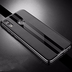 Coque Silicone Gel Motif Cuir Housse Etui S01 pour Huawei Honor V10 Lite Noir