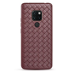 Coque Silicone Gel Motif Cuir Housse Etui S01 pour Huawei Mate 20 Marron