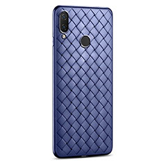 Coque Silicone Gel Motif Cuir Housse Etui S01 pour Huawei P Smart (2019) Bleu