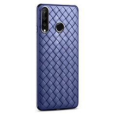 Coque Silicone Gel Motif Cuir Housse Etui S01 pour Huawei P30 Lite New Edition Bleu