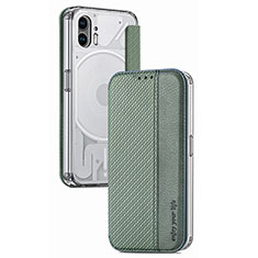 Coque Silicone Gel Motif Cuir Housse Etui S01 pour Nothing Phone 2 Vert