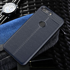 Coque Silicone Gel Motif Cuir Housse Etui S01 pour OnePlus 5T A5010 Bleu