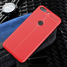 Coque Silicone Gel Motif Cuir Housse Etui S01 pour OnePlus 5T A5010 Rouge