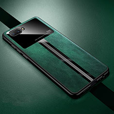 Coque Silicone Gel Motif Cuir Housse Etui S01 pour Oppo A12e Vert