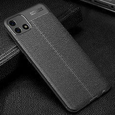 Coque Silicone Gel Motif Cuir Housse Etui S01 pour Oppo A16K Noir