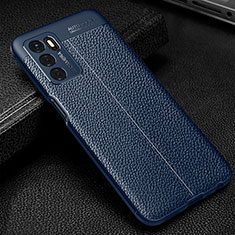 Coque Silicone Gel Motif Cuir Housse Etui S01 pour Oppo A16s Bleu