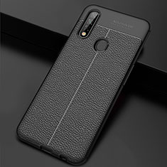 Coque Silicone Gel Motif Cuir Housse Etui S01 pour Oppo A31 Noir