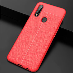 Coque Silicone Gel Motif Cuir Housse Etui S01 pour Oppo A31 Rouge