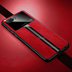 Coque Silicone Gel Motif Cuir Housse Etui S01 pour Oppo A5 Rouge