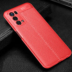 Coque Silicone Gel Motif Cuir Housse Etui S01 pour Oppo A54 5G Rouge