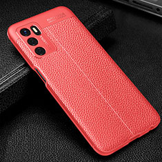 Coque Silicone Gel Motif Cuir Housse Etui S01 pour Oppo A54s Rouge
