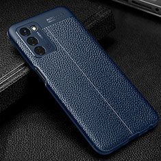 Coque Silicone Gel Motif Cuir Housse Etui S01 pour Oppo A55 5G Bleu