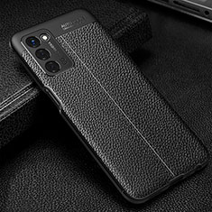 Coque Silicone Gel Motif Cuir Housse Etui S01 pour Oppo A55 5G Noir