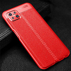 Coque Silicone Gel Motif Cuir Housse Etui S01 pour Oppo A92s 5G Rouge