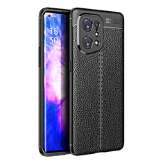 Coque Silicone Gel Motif Cuir Housse Etui S01 pour Oppo Find X5 5G Noir