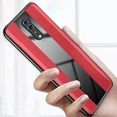 Coque Silicone Gel Motif Cuir Housse Etui S01 pour Oppo Reno Z Rouge