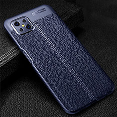 Coque Silicone Gel Motif Cuir Housse Etui S01 pour Oppo Reno4 Z 5G Bleu