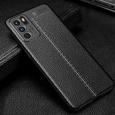 Coque Silicone Gel Motif Cuir Housse Etui S01 pour Oppo Reno6 5G Noir