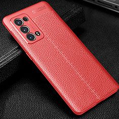 Coque Silicone Gel Motif Cuir Housse Etui S01 pour Oppo Reno6 Pro 5G Rouge